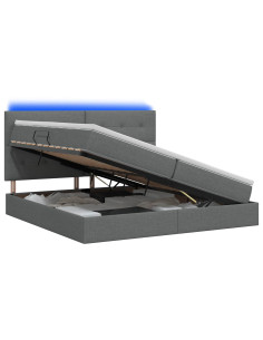 Letto con contenitore LED e materasso Grigio Scuro 200 x 200 cm 2