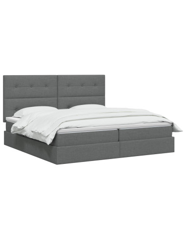 Letto con contenitore LED e materasso Grigio Scuro 200 x 200 cm