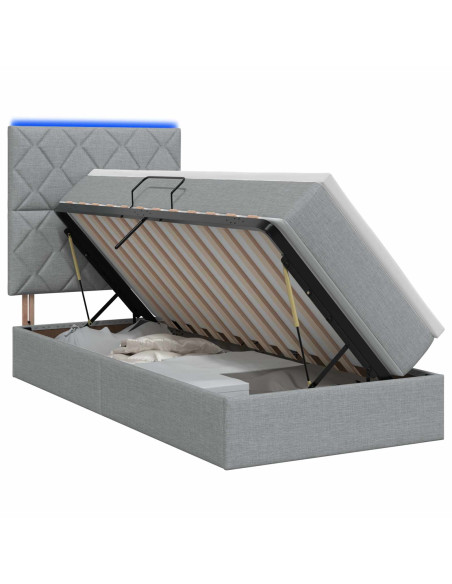 Letto con contenitore LED e materasso Grigio Chiaro 90 x 200 cm