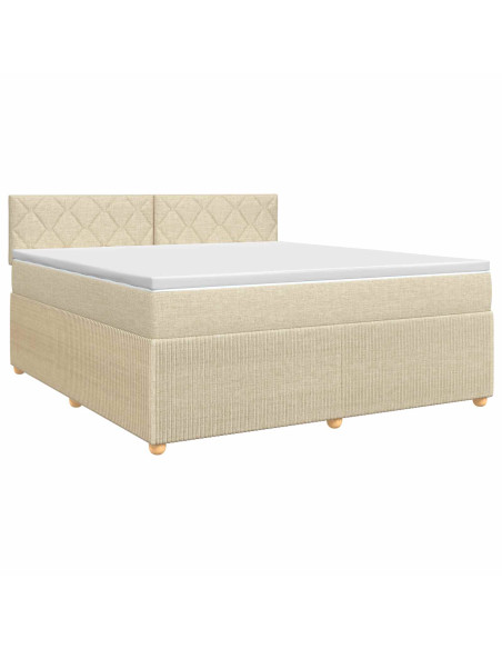 Letto box spring con materasso Crema 180 x 200 cm Tessuto