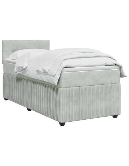 Letto box spring con materasso Grigio Chiaro 80 x 200 cm