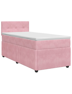 Letto box spring con materasso Rosa 80 x 200 cm Velluto 2