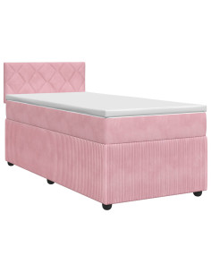 Letto box spring con materasso Rosa 80 x 200 cm Velluto 2