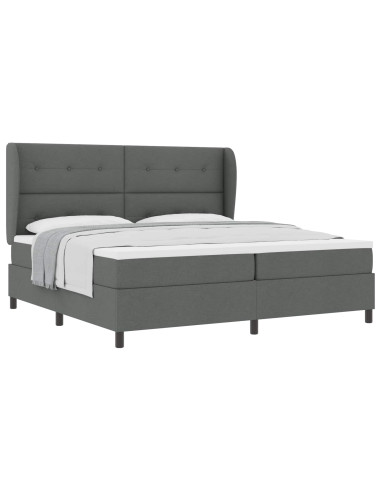 Letto a molle con testiera Grigio scuro 200 x 200 cm Tessuto