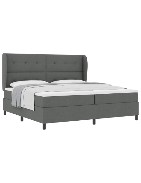 Letto a molle con testiera Grigio scuro 200 x 200 cm Tessuto
