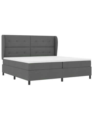 Letto a molle con testiera Grigio scuro 200 x 200 cm Tessuto