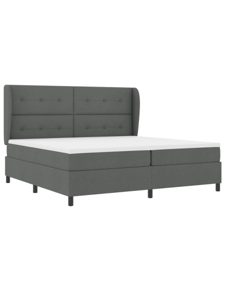 Letto a molle con testiera Grigio scuro 200 x 200 cm Tessuto