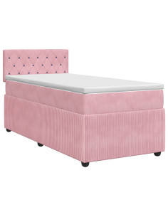 Letto box spring con materasso Rosa 100 x 200 cm Velluto 2