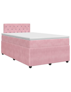 Letto box spring con materasso Rosa 120 x 200 cm Velluto 2