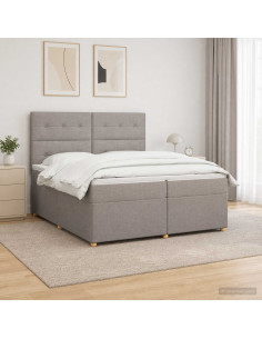 Letto box spring con materasso Tortora 200 x 200 cm Tessuto