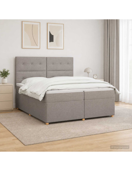 Letto box spring con materasso Tortora 200 x 200 cm Tessuto