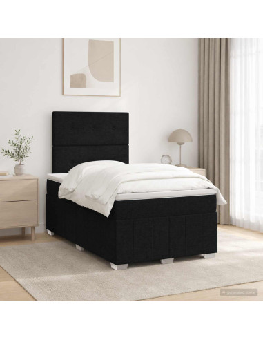 Letto box spring con materasso Nero 120 x 190 cm Tessuto