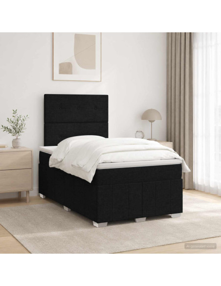 Letto box spring con materasso Nero 120 x 190 cm Tessuto