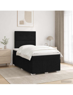 Letto box spring con materasso Nero 120 x 200 cm Tessuto