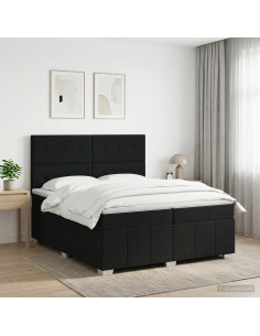 Letto box spring con materasso Nero 200 x 200 cm Tessuto