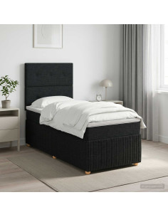 Letto box spring con materasso Nero 100 x 200 cm Tessuto