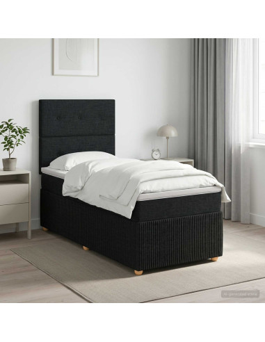Letto box spring con materasso Nero 100 x 200 cm Tessuto