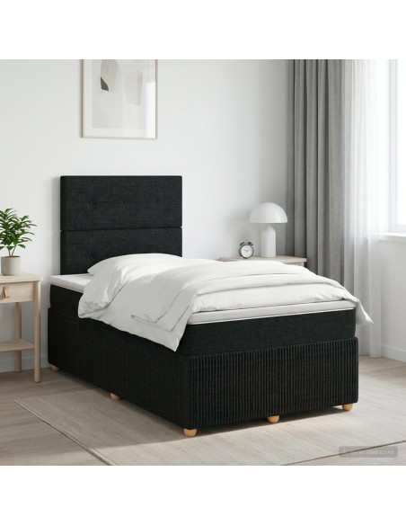Letto box spring con materasso Nero 120 x 190 cm Tessuto