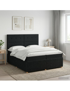 Letto box spring con materasso Nero 200 x 200 cm Tessuto