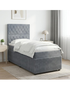 Letto box spring con materasso Grigio Scuro 100 x 200 cm