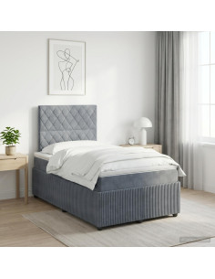 Letto box spring con materasso Grigio Scuro 120 x 200 cm