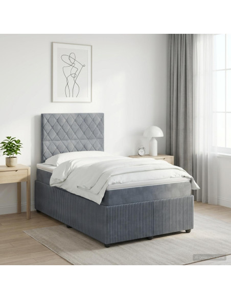 Letto box spring con materasso Grigio Scuro 120 x 200 cm