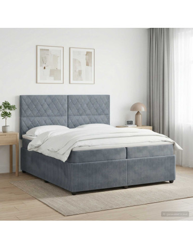 Letto box spring con materasso Grigio Scuro 200 x 200 cm