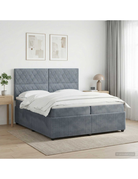 Letto box spring con materasso Grigio Scuro 200 x 200 cm