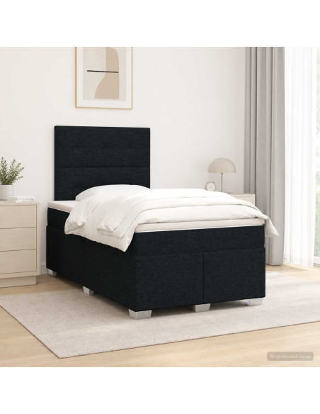 Letto box spring con materasso Nero 120 x 190 cm Tessuto