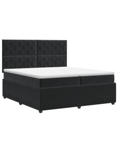 Letto box spring con materasso Nero 200 x 200 cm Velluto 2