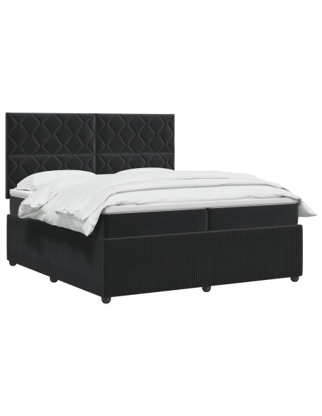 Letto box spring con materasso Nero 200 x 200 cm Velluto