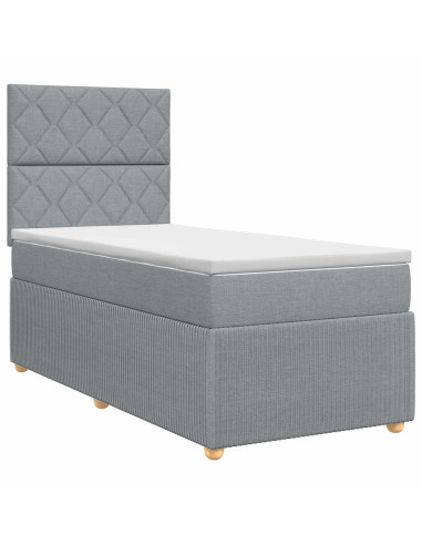 Letto box spring con materasso Grigio Chiaro Singolo Tessuto