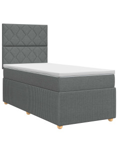 Letto box spring con materasso Grigio Scuro Singolo Tessuto 2