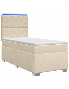 Letto box spring con materasso Crema 90 x 190 cm Tessuto 2