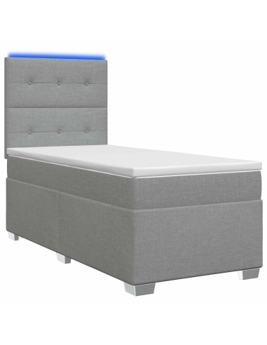 Letto box spring con materasso Grigio Chiaro 100 x 200 cm