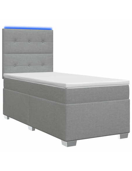 Letto box spring con materasso Grigio Chiaro 100 x 200 cm