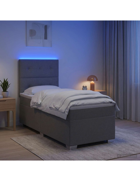 Letto box spring con materasso Grigio Chiaro 100 x 200 cm
