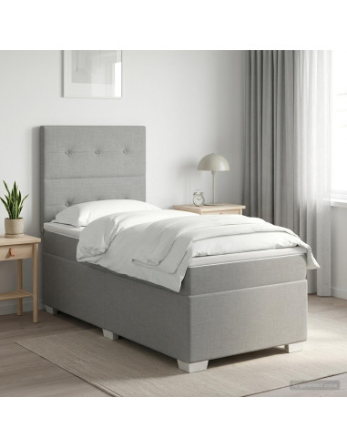 Letto box spring con materasso Grigio Chiaro 100 x 200 cm