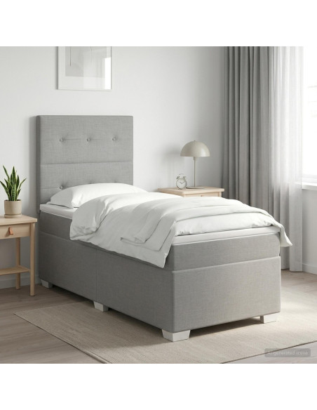 Letto box spring con materasso Grigio Chiaro 100 x 200 cm
