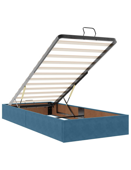 Letto ottomano con materasso 2 pcs Blu Scuro Velluto