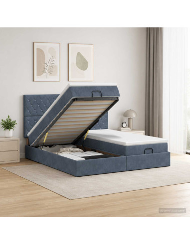 Letto ottomano con materasso 2 pz Grigio Scuro Velluto