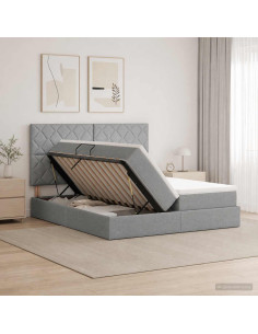 Letto con Contenitore Grigio Chiaro 180 x 200 cm Tessuto
