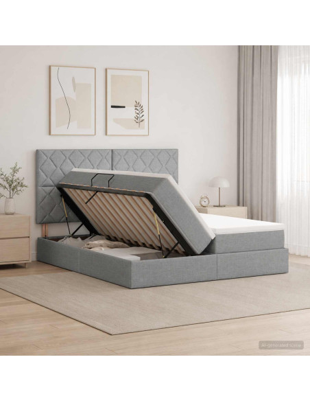 Letto con Contenitore Grigio Chiaro 180 x 200 cm Tessuto