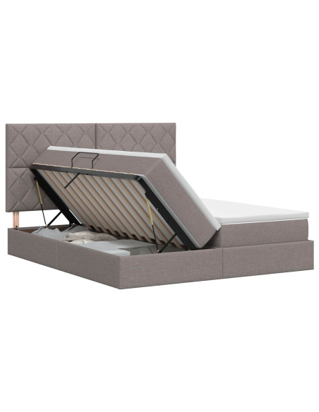 Letto con Contenitore con testiera Tortora 180 x 200 cm Tessuto