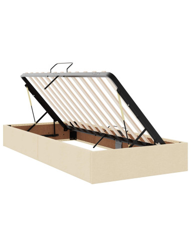 Letto con Contenitore con testiera Crema 180 x 200 cm Tessuto