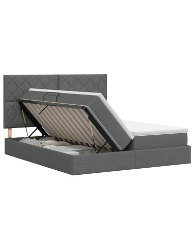 Letto con Contenitore Grigio Scuro 200 x 200 cm Tessuto