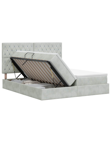 Letto con Contenitore Grigio Chiaro 180 x 200 cm Velluto