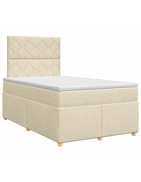 Letto box spring con materasso Crema 120 x 200 cm Tessuto