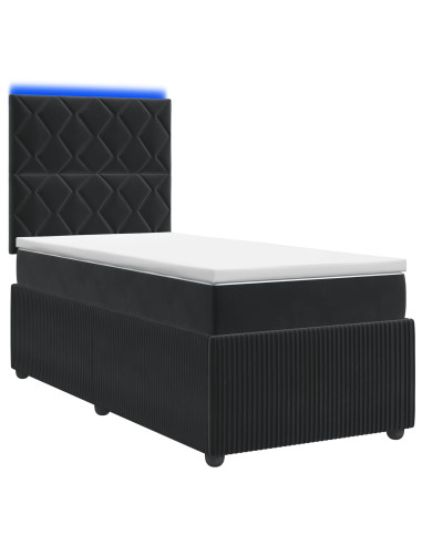 Letto Box Spring LED con Materasso Nero 80 x 200 cm Velluto