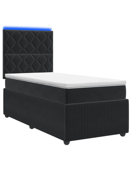 Letto Box Spring LED con Materasso Nero 80 x 200 cm Velluto